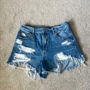 American Eagle Outfitters Blue Distressed Jean Shorts